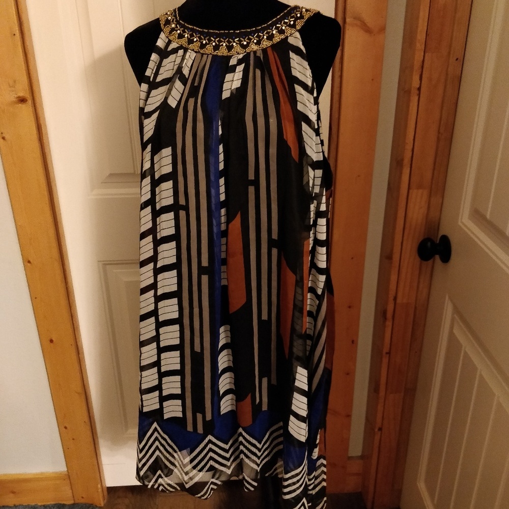 Beaded Neck Sleeveless Party Dress